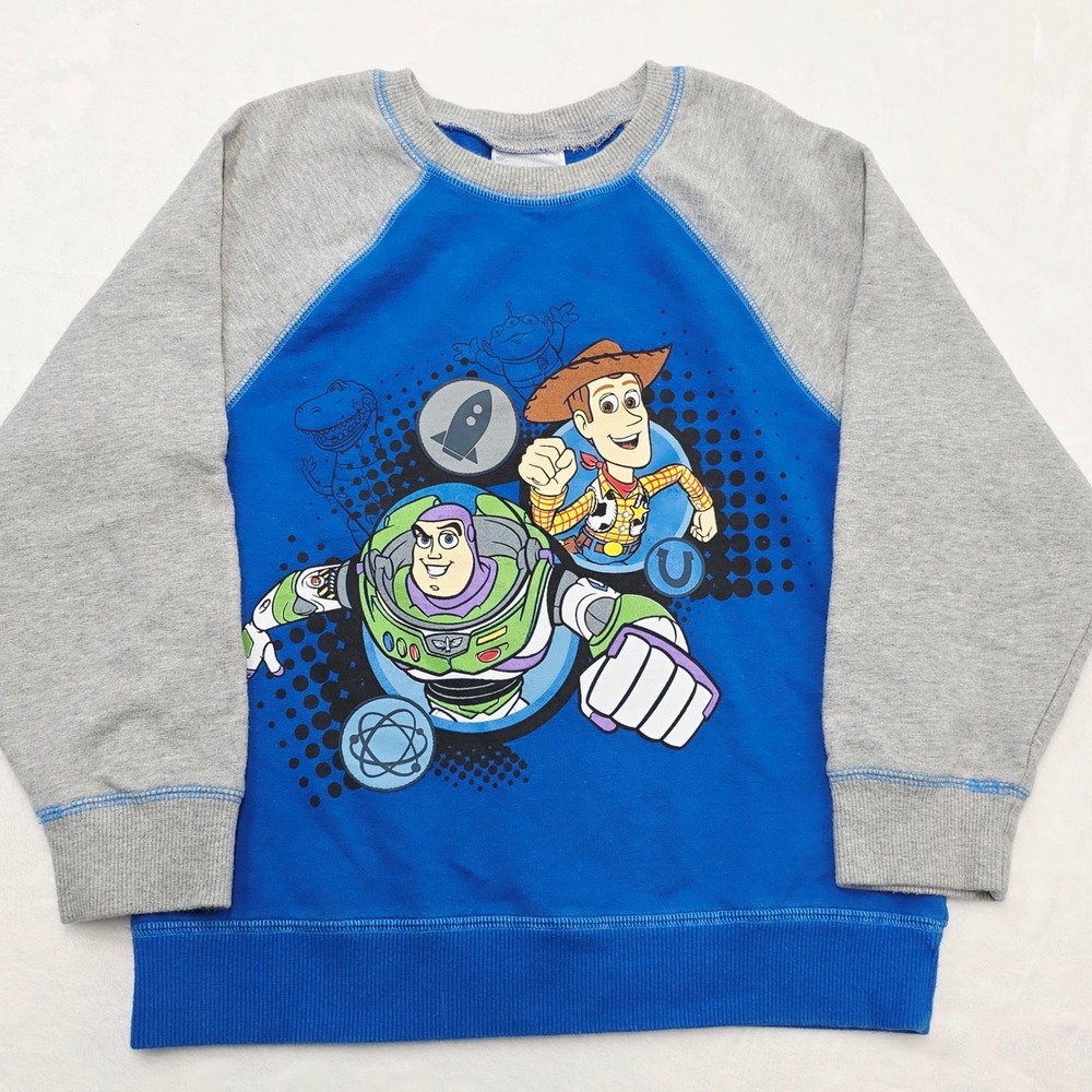Disney Store Toy Story‎ Buzz Lightyear Woody Boys Raglan Sweatshirt Size 5-6